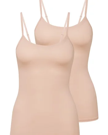 Set de top-uri din amestec de bumbac - 2 piese, Bej
