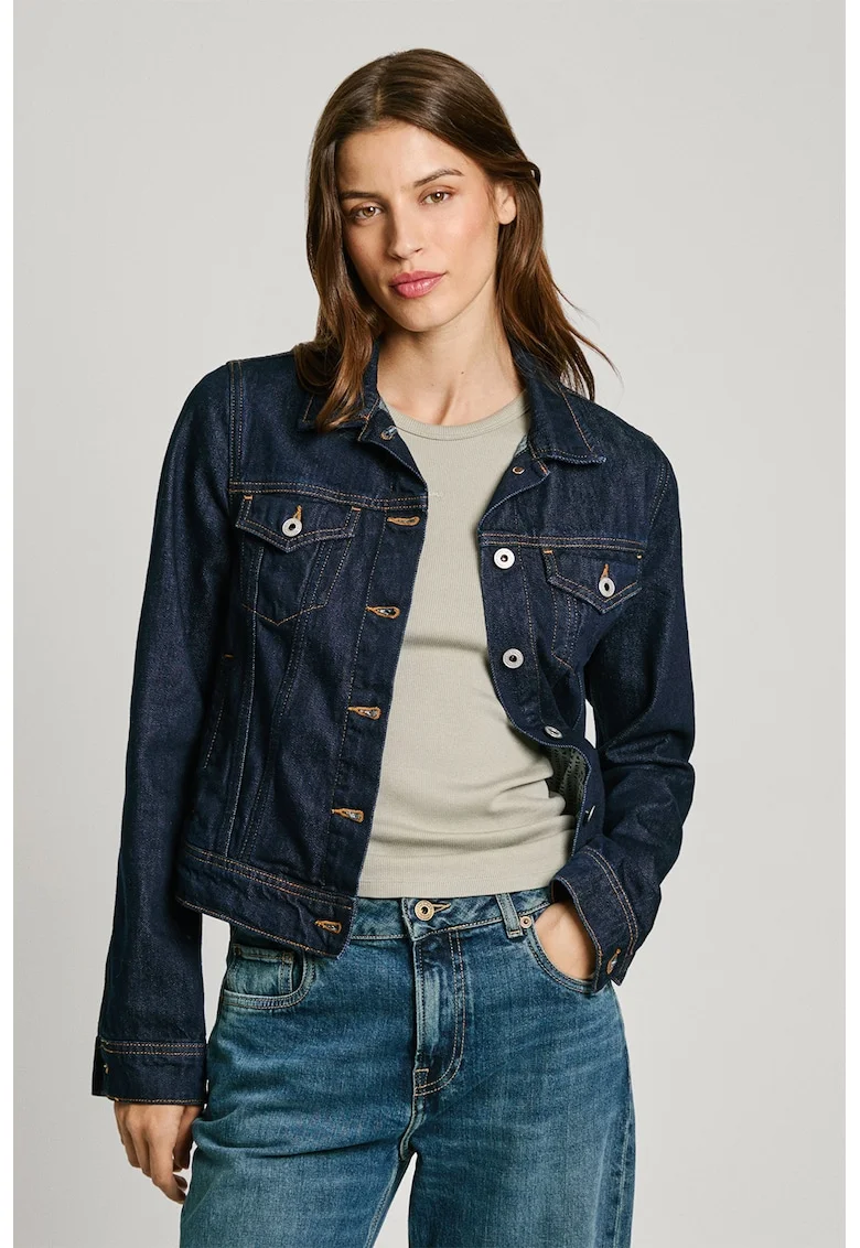 Jacheta regular fit din denim, Albastru inchis