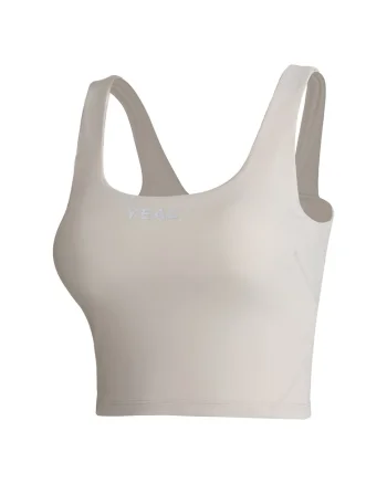 Top crop cu burete detasabil, Bej