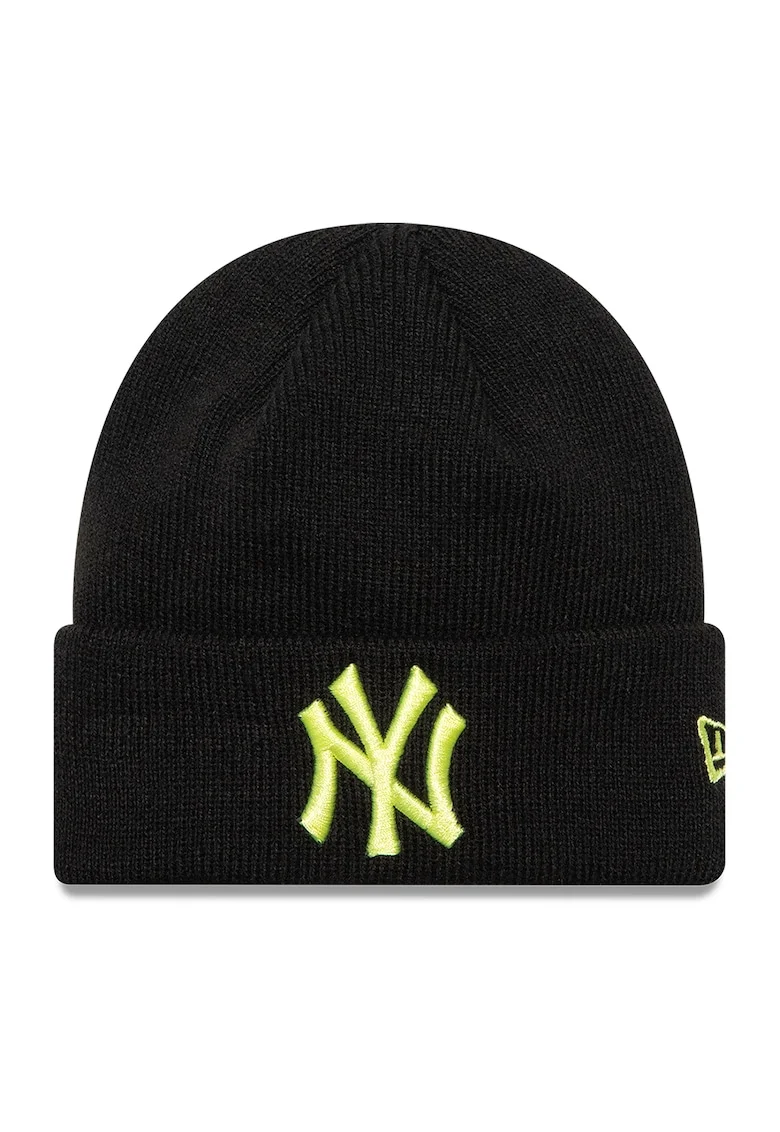 Caciula elastica cu logo brodat League Ess, Negru/Verde neon