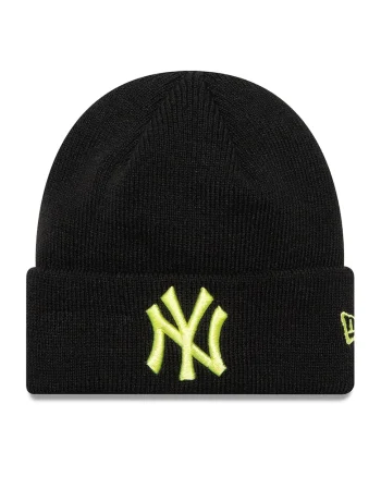 Caciula elastica cu logo brodat League Ess, Negru/Verde neon