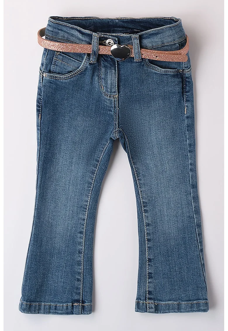 Blugi bootcut cu o curea in talie, Albastru