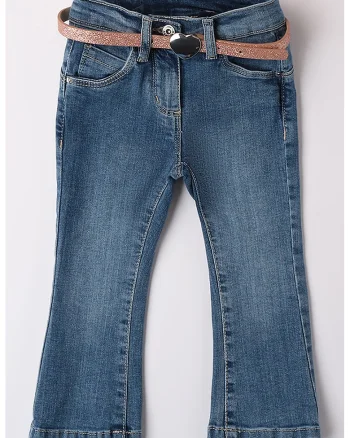 Blugi bootcut cu o curea in talie, Albastru