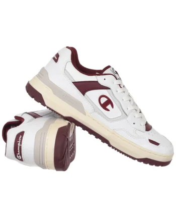 Incaltaminte sport barbati,  Z89 LOW, alb, visiniu, piele naturala, material textil sintetic,