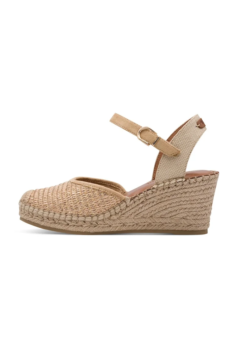 Espadrile wedge cu aspect impletit, Portocaliu/Maro nisip