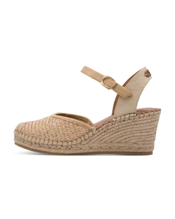 Espadrile wedge cu aspect impletit, Portocaliu/Maro nisip