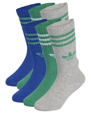 Set de sosete lungi 3-Stripes - 6 perechi, Gri deschis/Albastru royal/Verde aquamarin