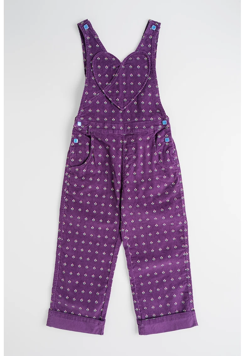 Salopeta din amestec de bumbac cu model floral, Ametist