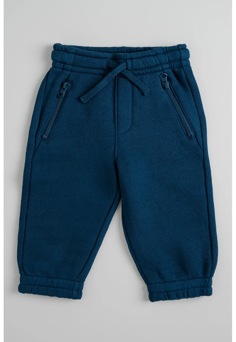Pantaloni de trening cu buzunare cu fermoar, Albastru inchis