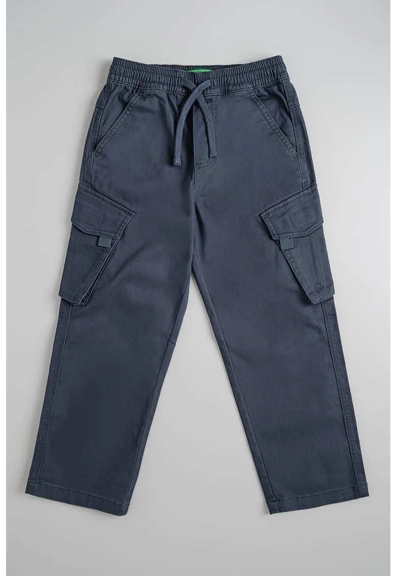 Pantaloni cargo din amestec de bumbac cu talie ajustabila, Albastru prafuit