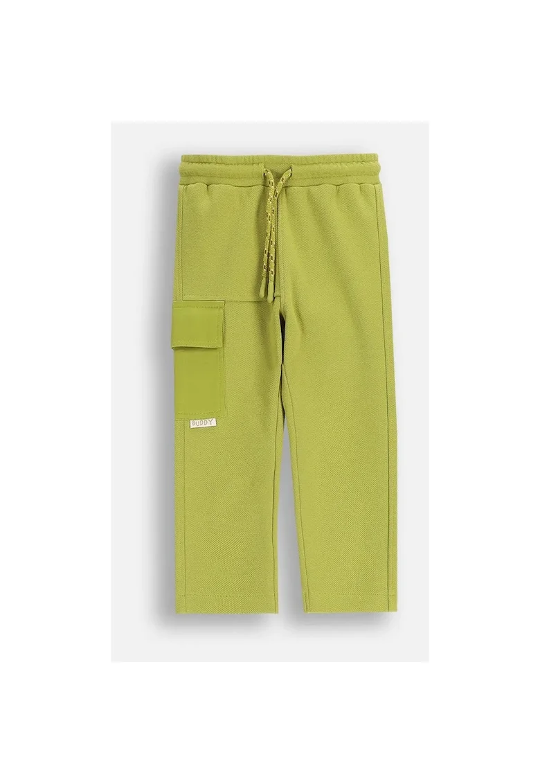 Pantaloni copii,  trening, talie elastica, verde masliniu, tricot structural