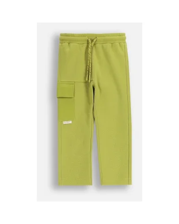 Pantaloni copii,  trening, talie elastica, verde masliniu, tricot structural