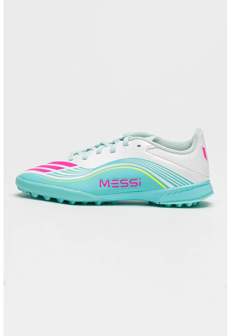 Pantofi F50 MESSI LEAGUE Turf pentru fotbal, Alb/Turcoaz inchis