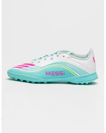 Pantofi F50 MESSI LEAGUE Turf pentru fotbal, Alb/Turcoaz inchis