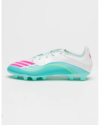 Pantofi cu crampoane F50 MESSI CLUB pentru fotbal, Alb/Turcoaz inchis