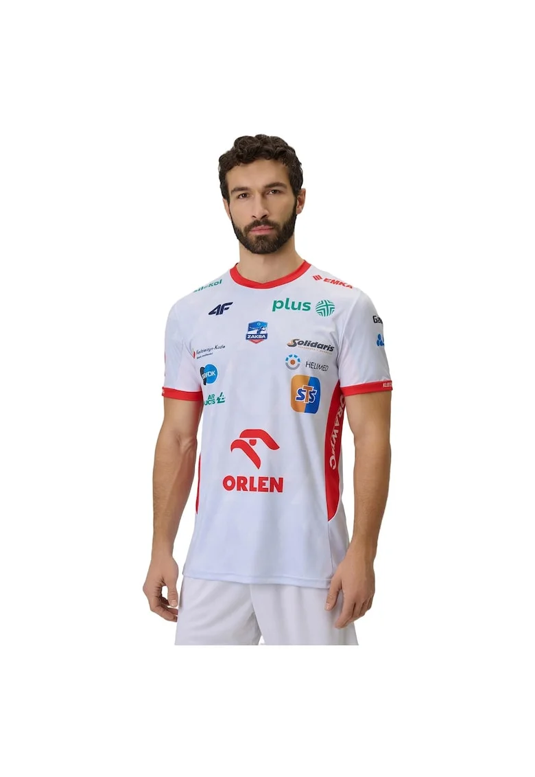 Tricou sportiv barbati  ZAKSA elastic, respirabil, alb, fabricat in Polonia, Alb