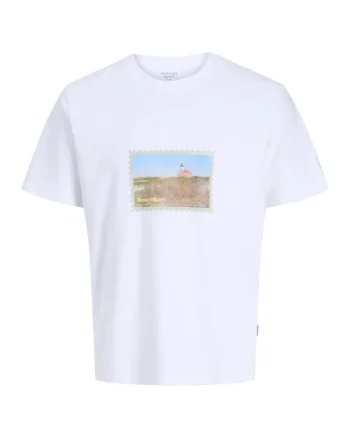 Tricou JACK &JONES Montauk Photo 57563, Alb
