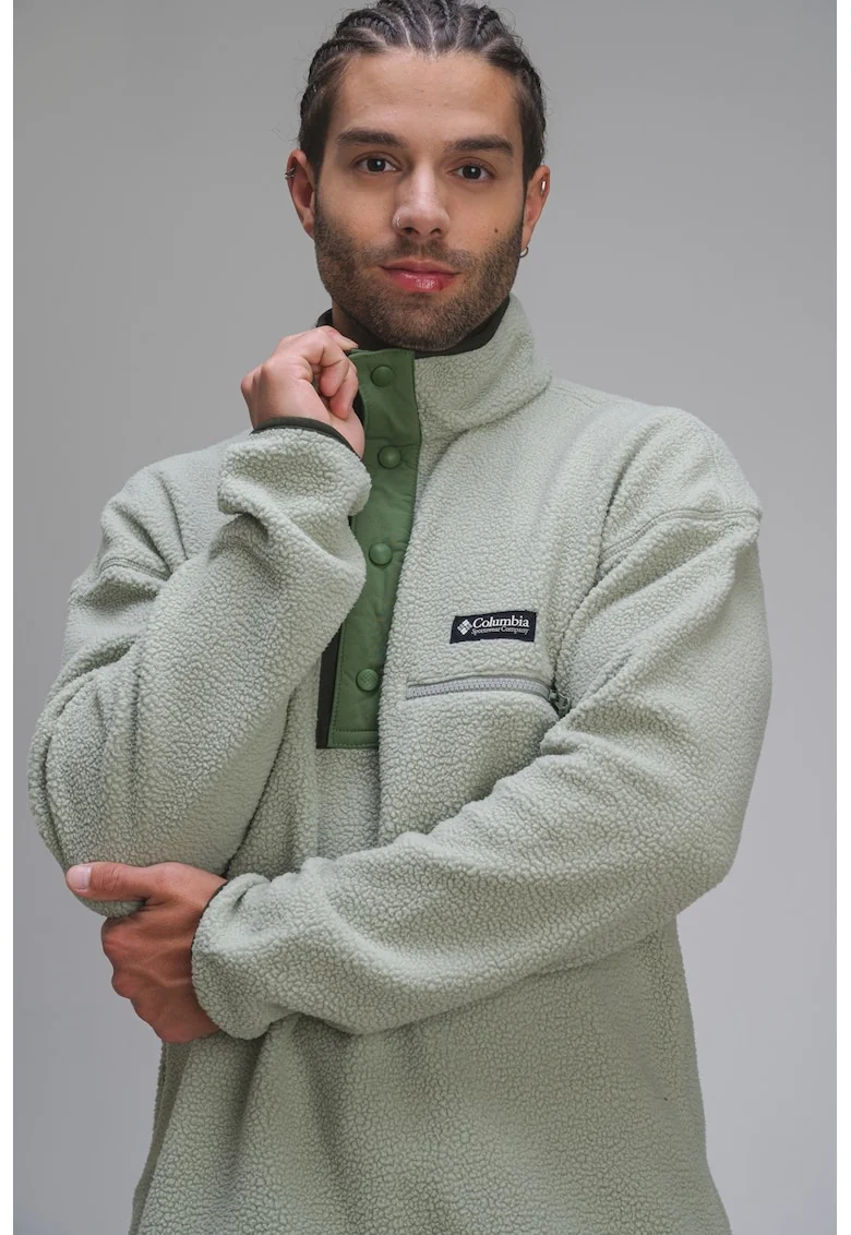 Bluza de trening cu fenta cu capse pentru trekking Helvetia II, Verde fistic