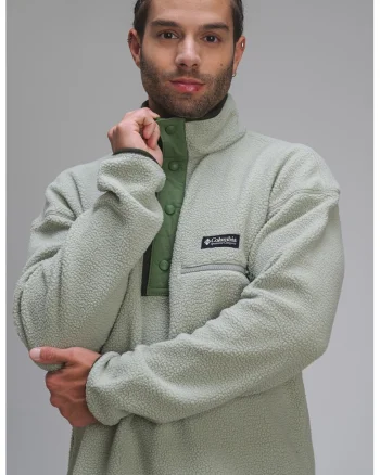 Bluza de trening cu fenta cu capse pentru trekking Helvetia II, Verde fistic