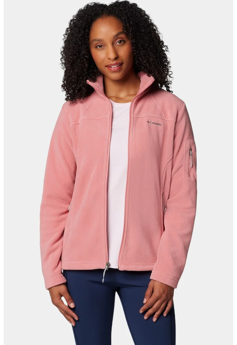 Bluza din fleece cu fermoar pentru trekking Fast Trek II, Roz pastel