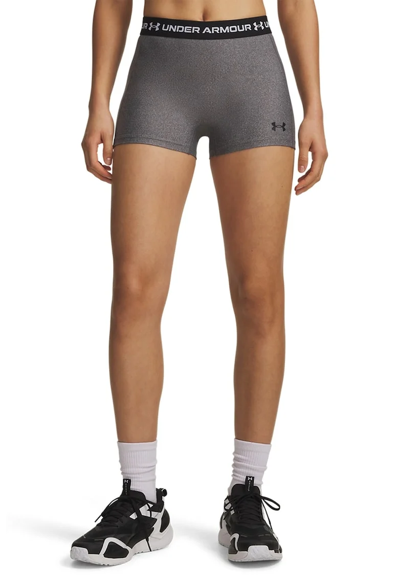 Colanti scurti cu banda logo in talie, pentru antrenament HeatGear, Negru/Gri inchis