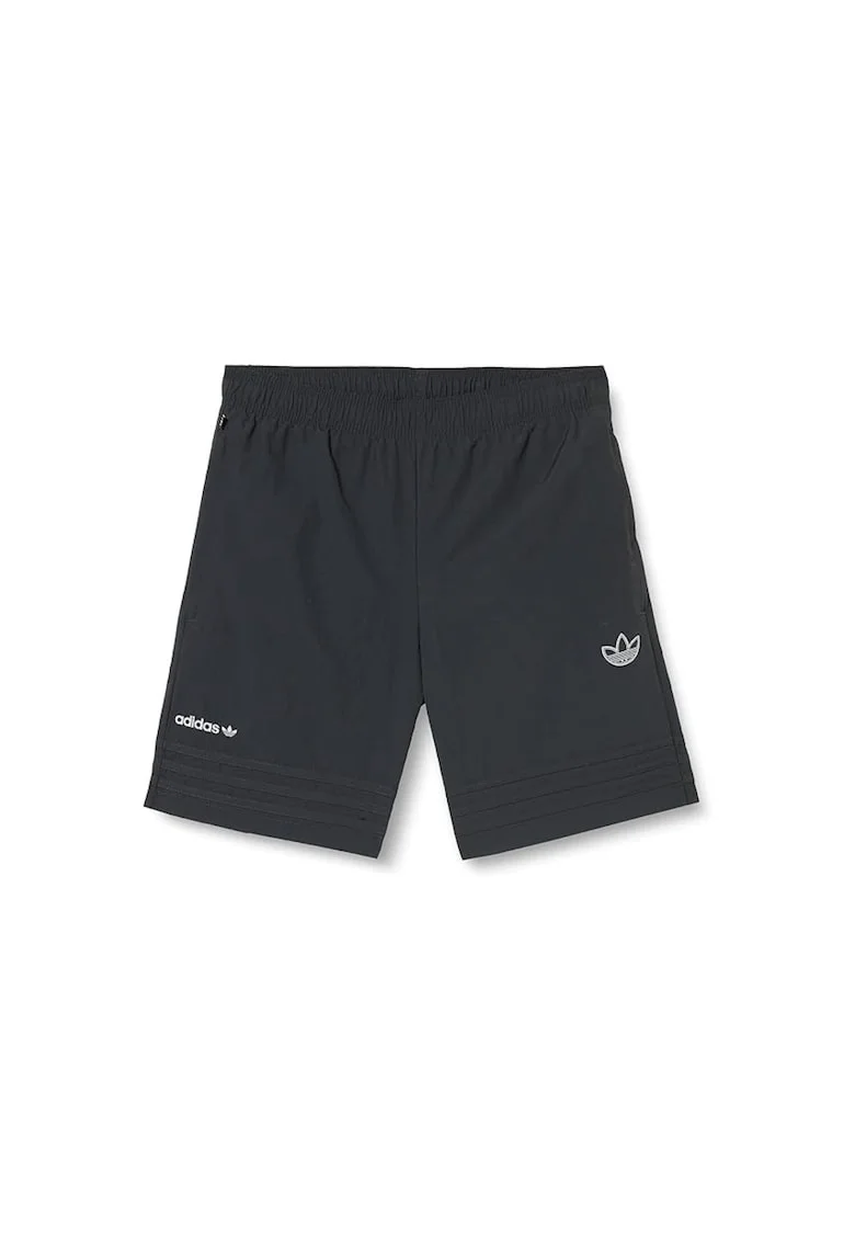 Pantaloni scurti sport tineret  negru, 100% poliamida reciclata, talie elastica, doua buzunare cu fermoar,