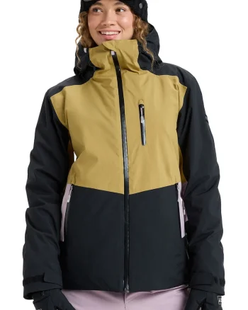 Jacheta cu gluga pentru ski Stormdash, Negru/Lila/Galben mustar