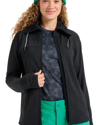Bluza cu fermoar si buzunare pentru ski Vertere, Negru