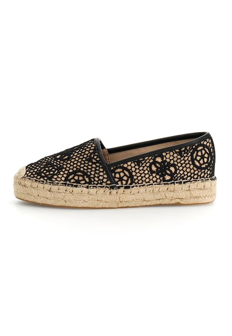 Espadrile cu model logo, Negru/Bej