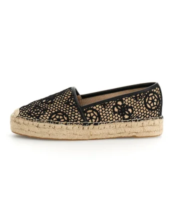 Espadrile cu model logo, Negru/Bej