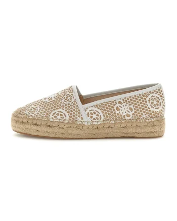 Espadrile cu model logo, Alb/Bej
