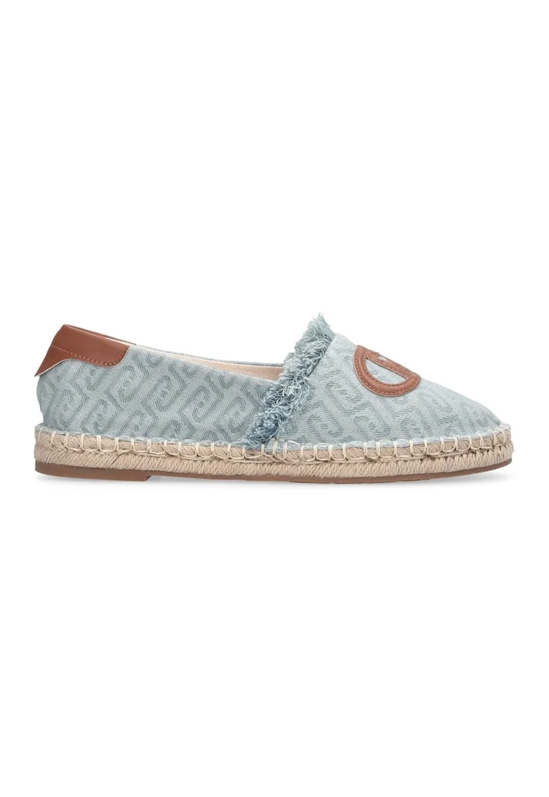 Espadrile cu monograma, Albastru prafuit/Caramel