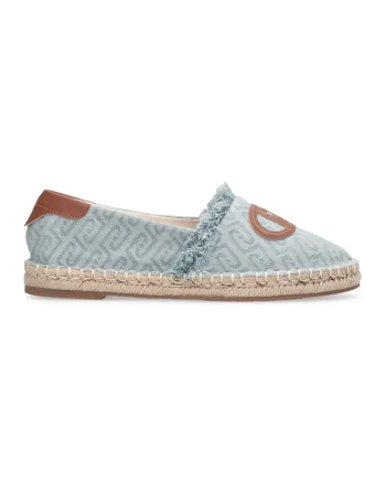 Espadrile cu monograma, Albastru prafuit/Caramel