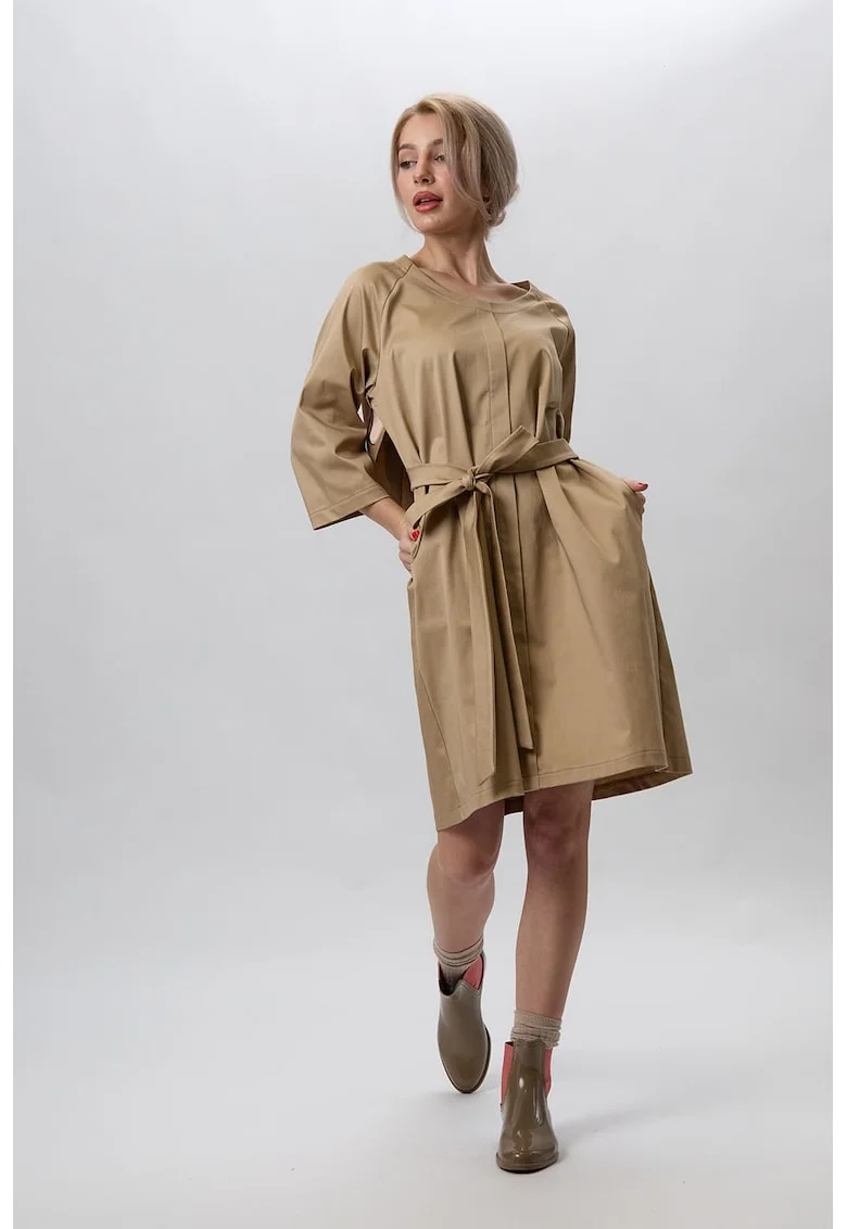 Rochie pictata manual cu cordon in talie Moods