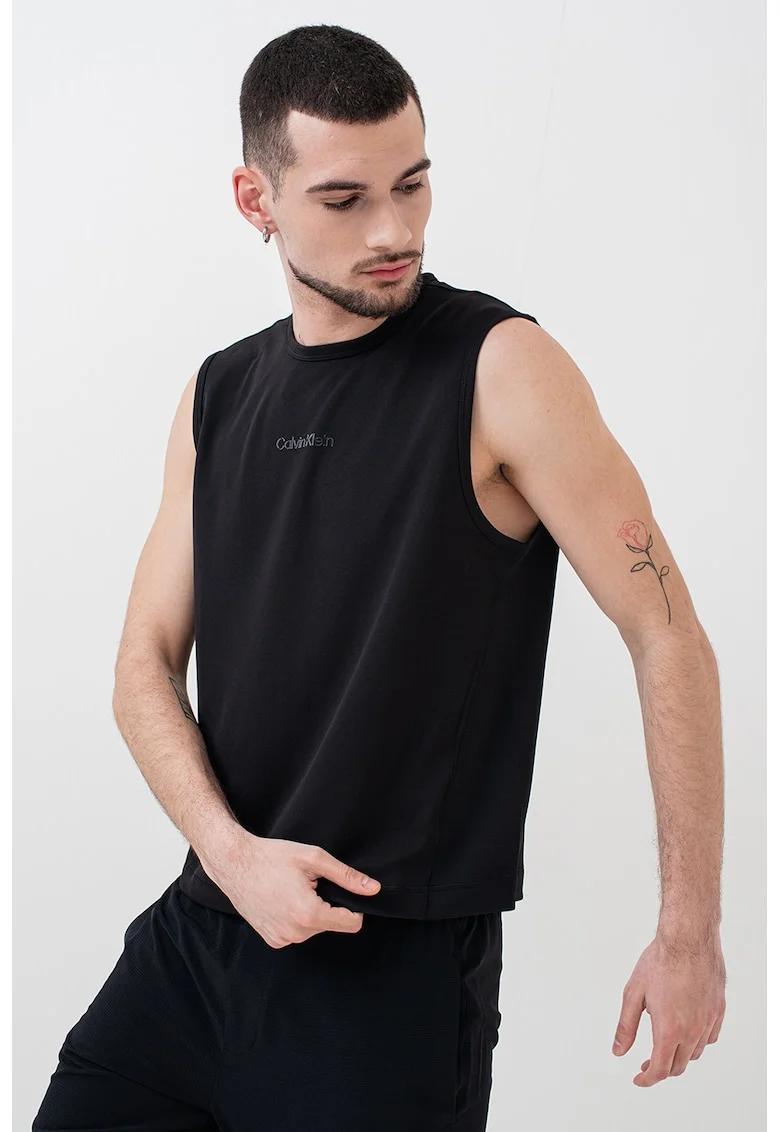 Top cu logo, pentru antrenament, Negru