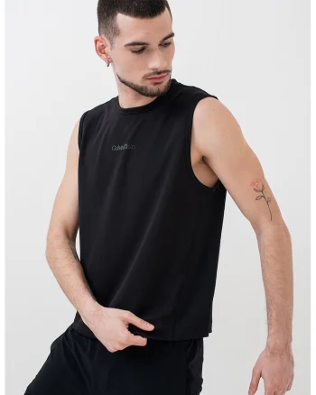 Top cu logo, pentru antrenament, Negru