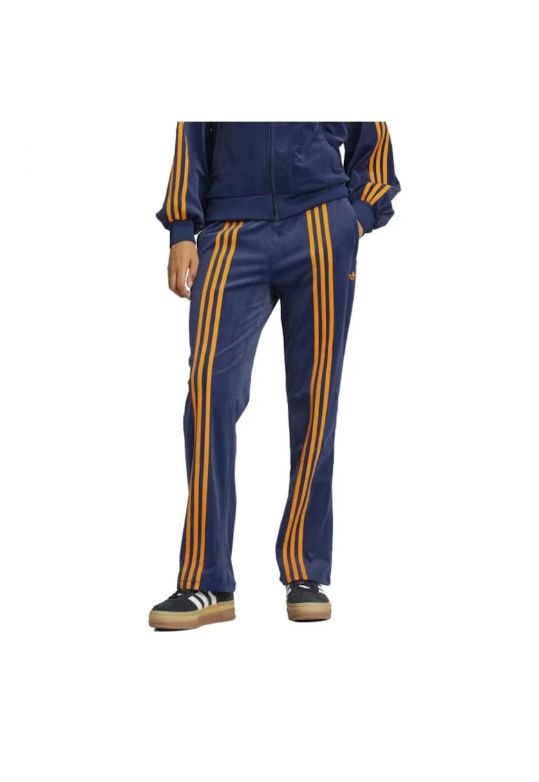 Pantaloni sport dama  70s, velur, bleumarin/galben,