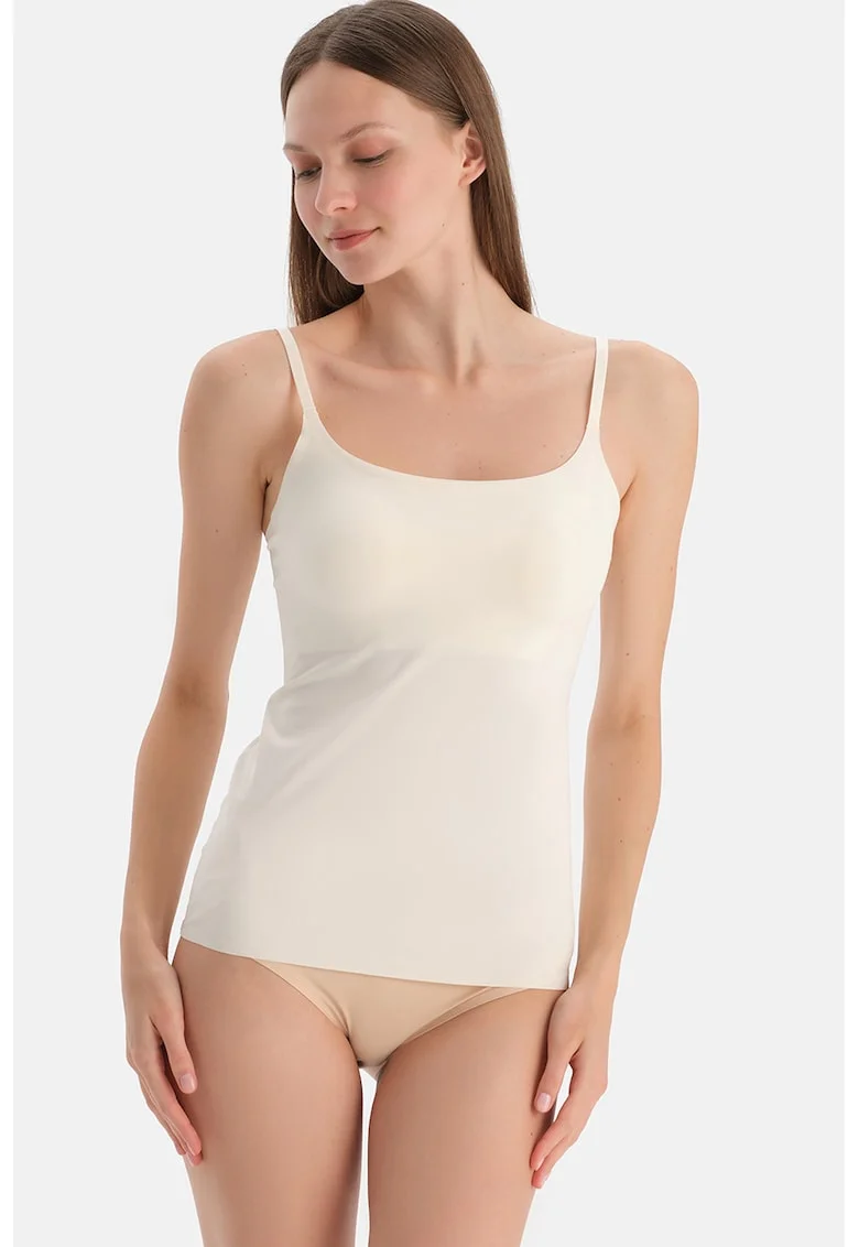 Top slim-fit cu bretele ajustabile, Alb