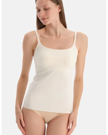 Top slim-fit cu bretele ajustabile, Alb