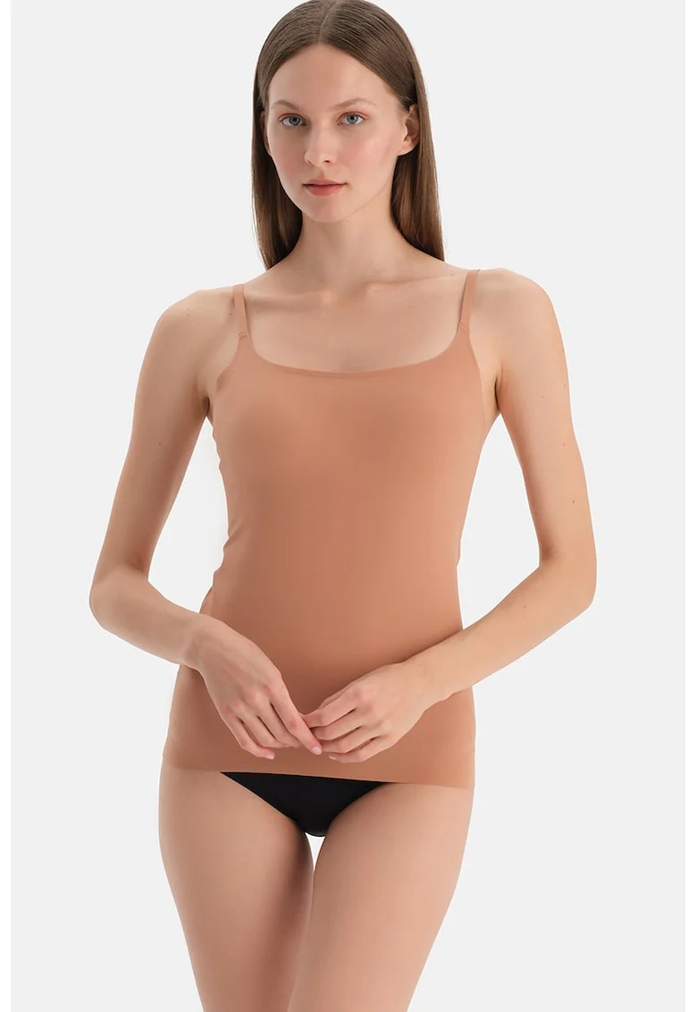 Top slim-fit cu bretele ajustabile, Bej