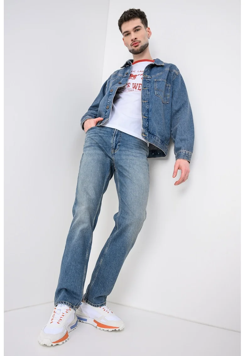 Jacheta din denim cu doua buzunare aplicate, Albastru deschis