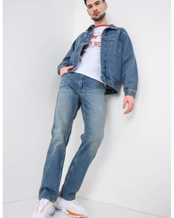 Jacheta din denim cu doua buzunare aplicate, Albastru deschis
