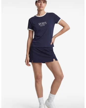 Fusta sport slim-fit cu colanti pe dedesubt, Bleumarin