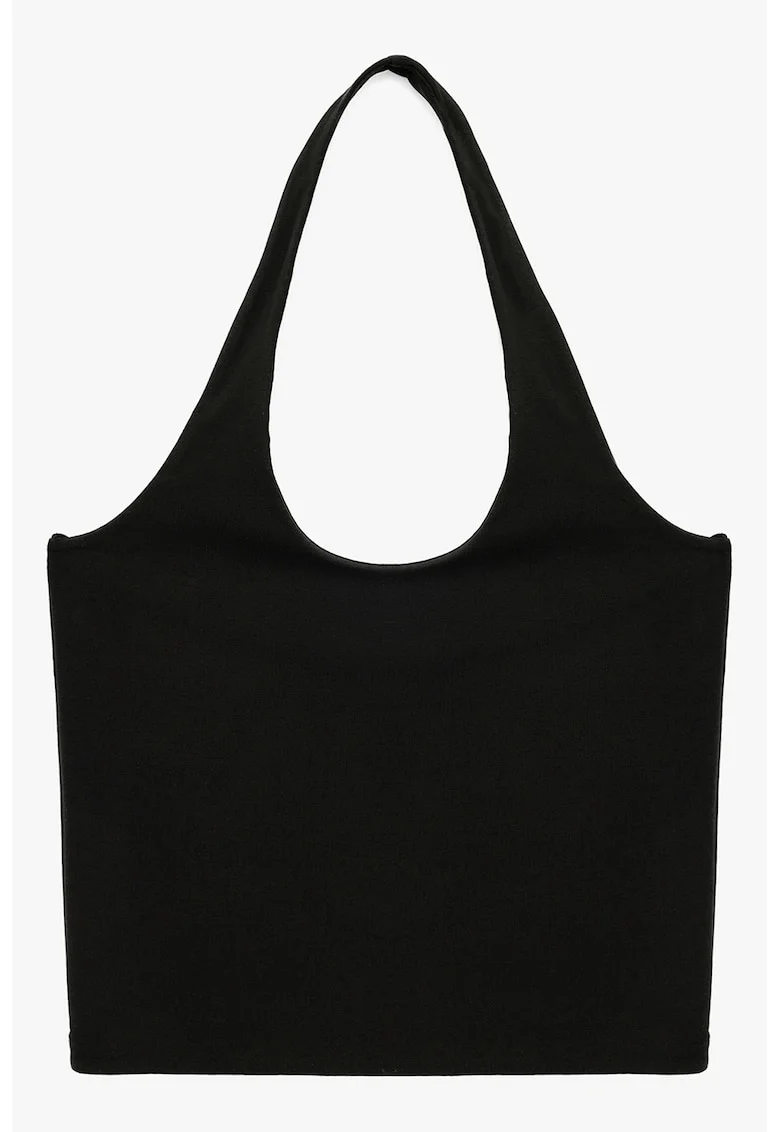Top crop cu decolteu halter, Negru
