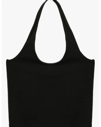 Top crop cu decolteu halter, Negru