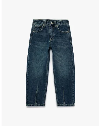 Blugi relaxed-fit cu talie elastica ajustabila, Albastru indigo