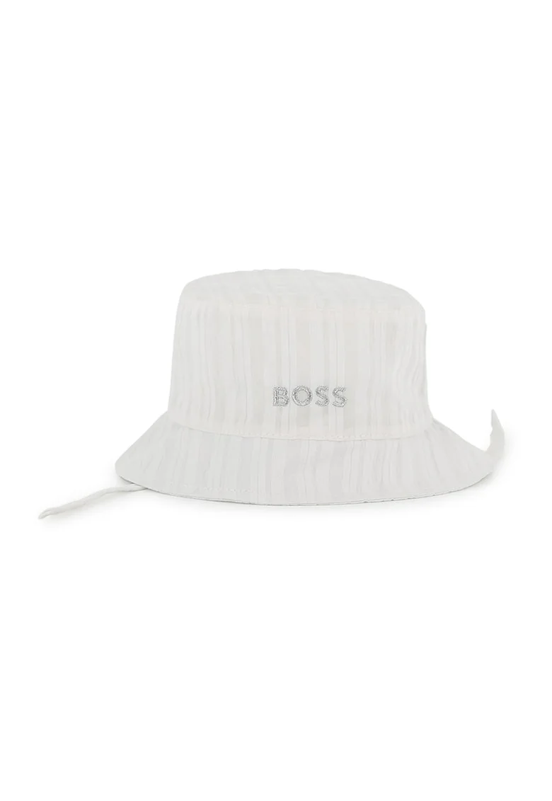 Palarie bucket cu logo brodat, Alb