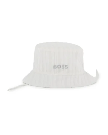 Palarie bucket cu logo brodat, Alb