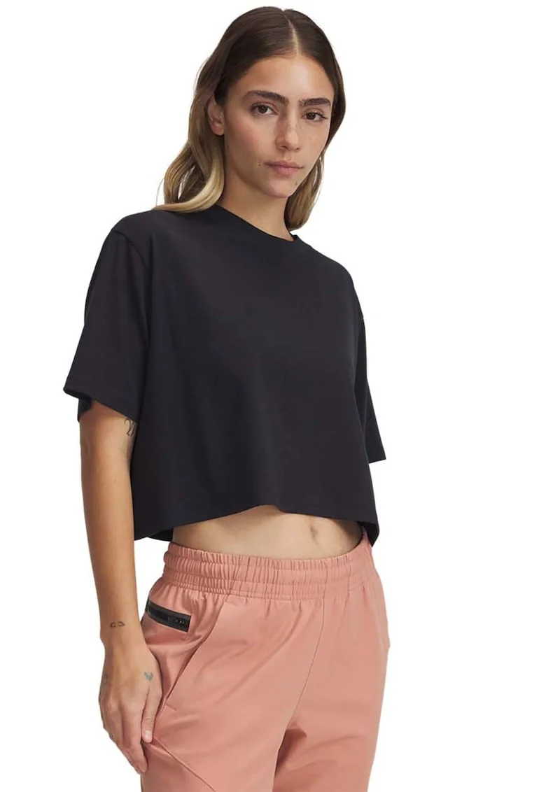 Tricou crop din amestec de bumbac Rival, Negru