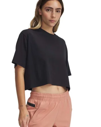 Tricou crop din amestec de bumbac Rival, Negru